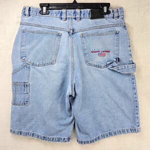 Vintage Polo Sport Ralph Lauren Jeans Shorts Mens 34 Blue Baggy Carpenter Y2K